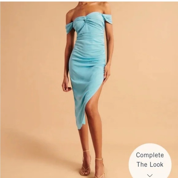 Abercrombie off the shoulder blue midi dress size small NWT - Picture 4 of 14